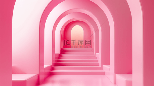粉色拱形门楼梯背景13
