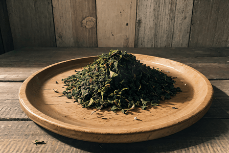 盘子里的绿茶茶叶摄影图片2