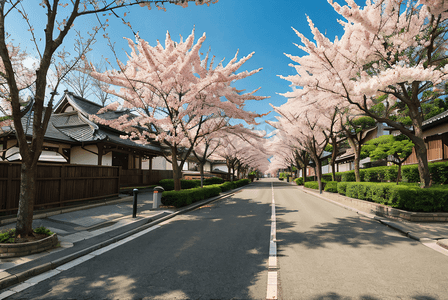 日本街道樱花风景摄影图2