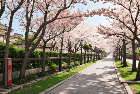 日本街道樱花风景摄影照片2