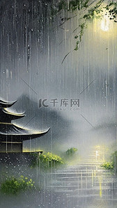 风景背景素材背景图片_清新春天雨中风景背景素材