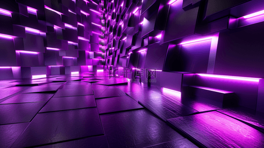 紫色立体空间感图形沙发的背景4
