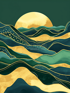 中式平铺装饰山水风景纹理质感的背景22