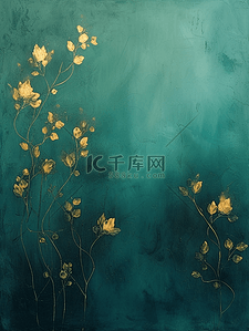 春天绿色墙面上树枝花朵的背景图4
