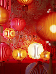 红色创意新年背景图片_元宵节红色灯笼创意背景6