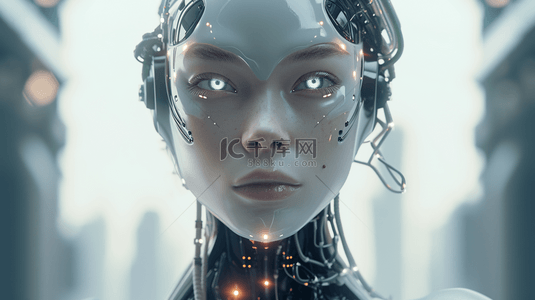 欧美女生头像背景图片_科技感数据机器人头像的图片4