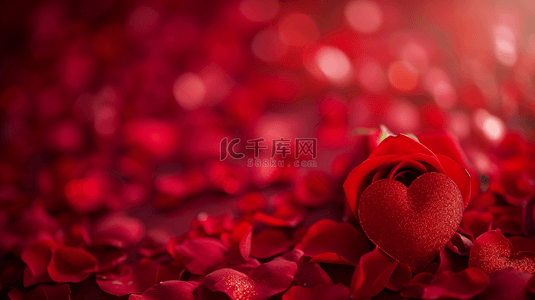 国潮婚礼季背景图片_红色玫瑰花喜庆创意背景789