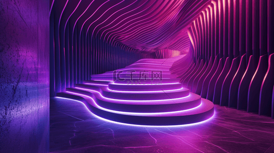 装饰质感背景图片_紫色立体空间感图形沙发的背景17