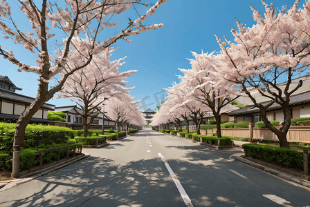 日本街道樱花风景摄影配图4