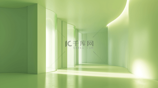 绿色柱子背景图片_简约绿色空间感室内装饰的背景45