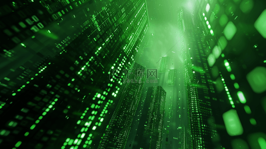 绿色网络数据线条质感灯光闪耀的背景15