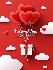 情人节心形素材背景图片_情人节促销心形气球礼物素材