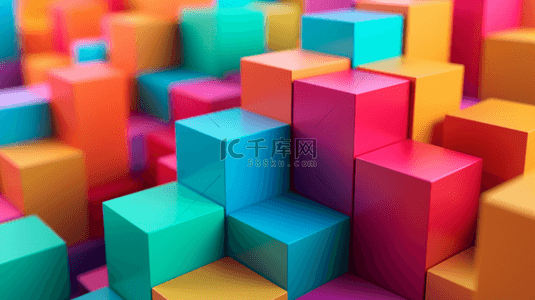 五颜六色图形有层次的方格方块的背景14