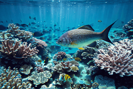 海底游泳的鱼儿与珊瑚摄影图5