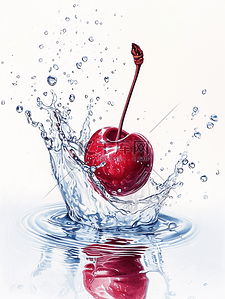 飞溅水背景图片_创意水花动感飞溅水里樱桃的背景16