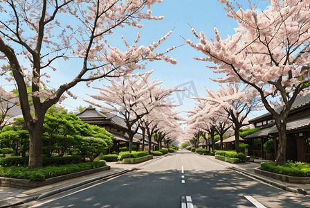 日本樱花季摄影照片_日本街道樱花风景摄影图8