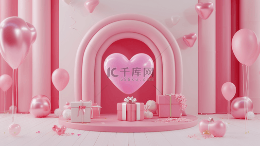 粉色气球礼物装饰背景20