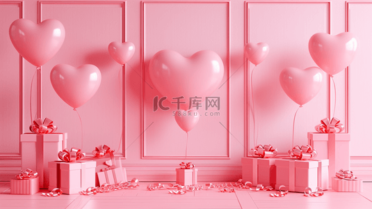 粉色气球礼物装饰背景18