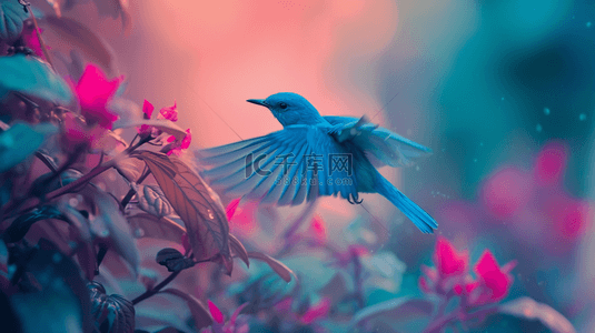 捉虫背景图片_飞向枝头的蓝色鸟儿背景5