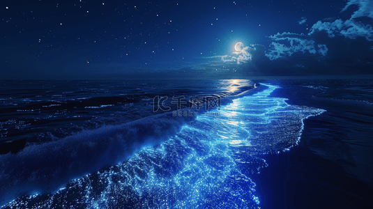 蓝色海上生明月唯美背景8