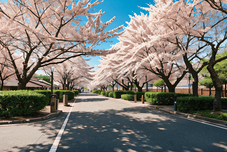 日本樱花季摄影照片_日本街道樱花风景摄影图片6