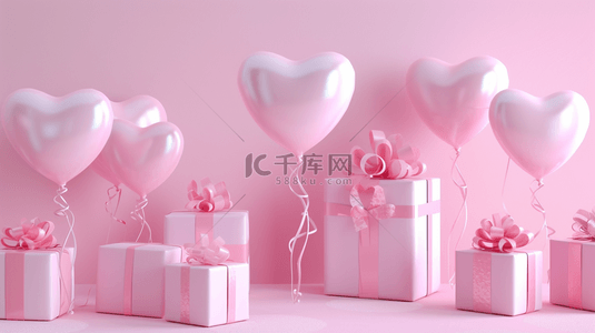 粉色气球礼物装饰背景19