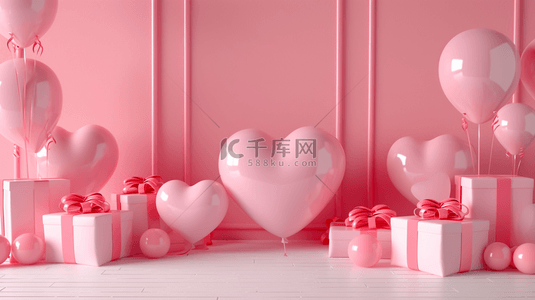 气球装饰背景墙背景图片_粉色气球礼物装饰背景0