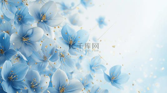 白云花瓣背景图片_浅蓝色花瓣花丛唯美简约清新的背景10