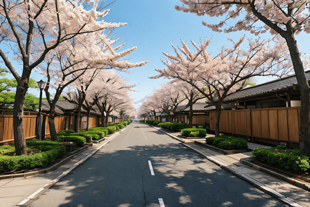 日本街道樱花风景摄影配图6