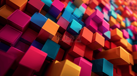 五颜六色图形有层次的方格方块的背景2