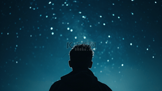 男子不舒服背景图片_蓝色夜晚星空下男子抬头看星空的背景1