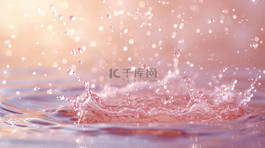 浅粉色的水花飞溅背景图片