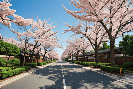 日本街道樱花风景摄影配图8