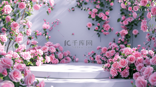 女神节浪漫玫瑰花花朵舞台背景18