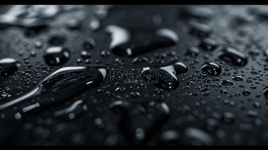 皮革黑色背景图片_黑色质感装饰布上水珠水流的背景9