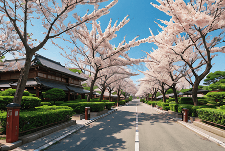 日本街道樱花风景摄影图6