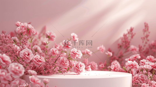 清新树叶背景背景图片_女神节浪漫玫瑰花花朵舞台背景12