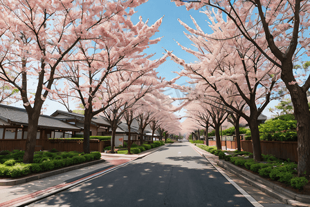 日本街道樱花风景摄影配图5