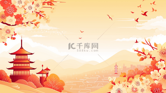中式简约国画艺术风景风光的背景9