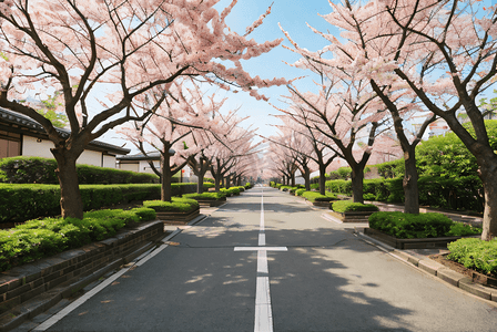 日本街道樱花风景摄影图片7