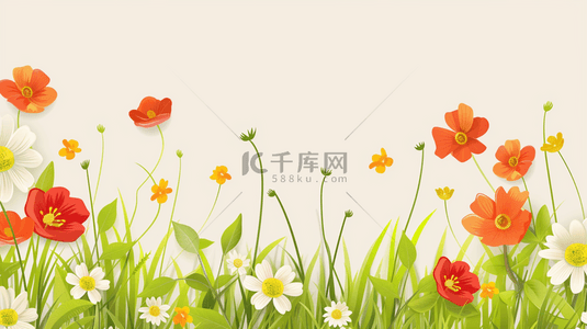 春天小清新简约花朵花束的背景