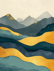 中式平铺装饰山水风景纹理质感的背景11