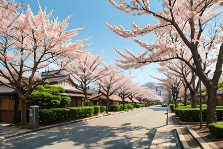 日本街道樱花风景摄影图片4