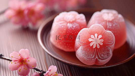 樱花背景图片_粉红色樱花软糖春天糖果设计图