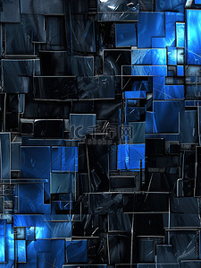 商务电商背景图片_方形几何黑色和蓝色背景