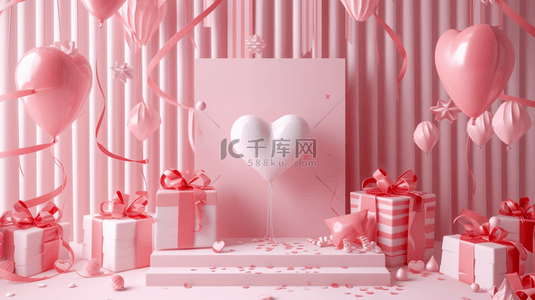 粉色气球礼物装饰背景16