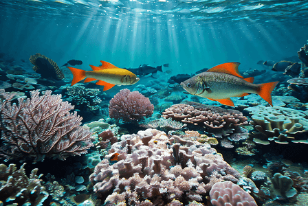 海底游泳的鱼儿与珊瑚摄影图4