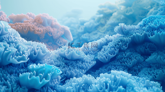 水草丰美背景图片_浅蓝色立体海底水草生物的背景2