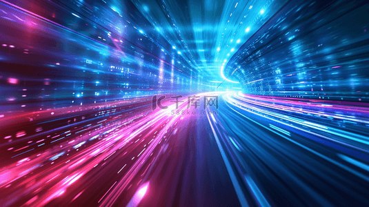 蓝紫色汇聚光线科技感隧道的背景10