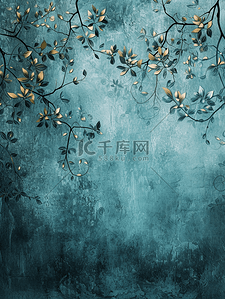 春天绿色墙面上树枝花朵的背景图23